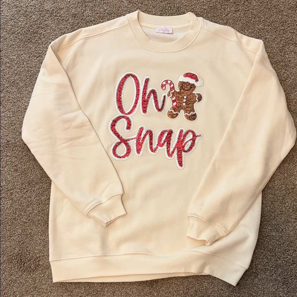 Pink Lily Cream 'Oh Snap' Sweater